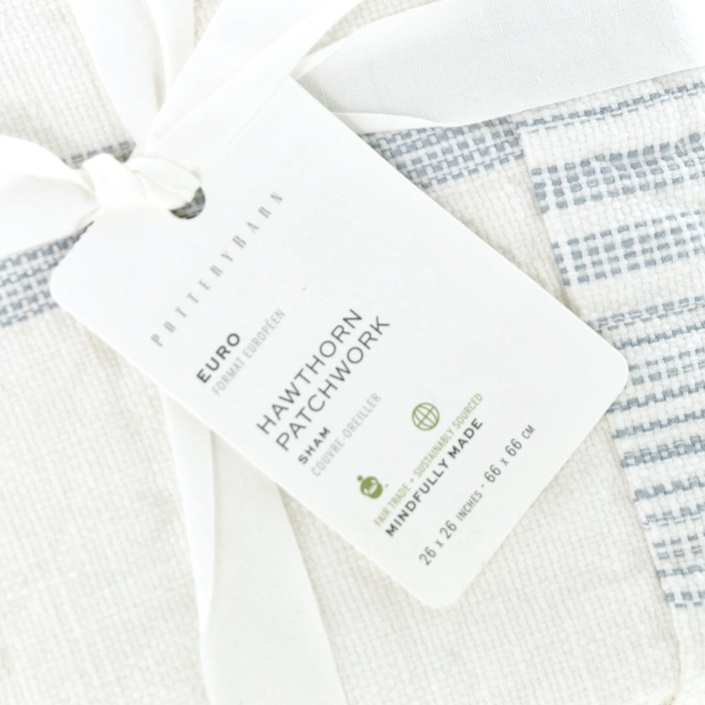 NWT Pottery Barn Hawthorn Handcrafted Patchwork Cotton Quilted Shams - (2) Euro